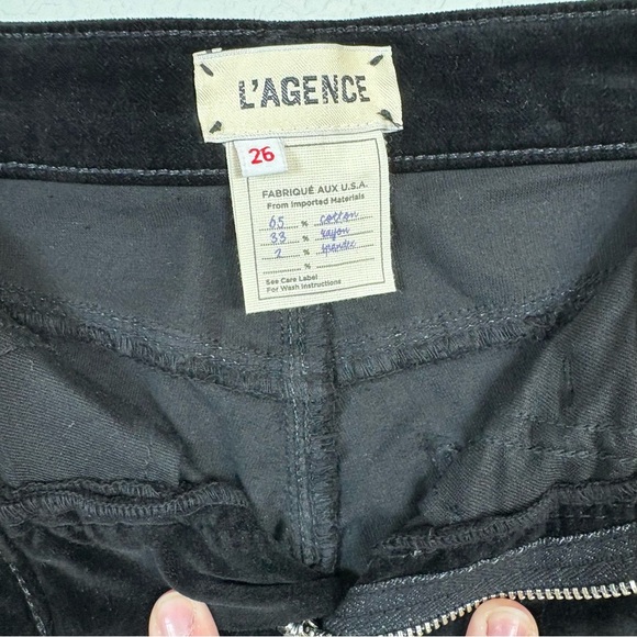 L’AGENCE Velvet Skinny Jeans 26 Black High Rise Luxe Stretch Pants - Picture 3 of 6